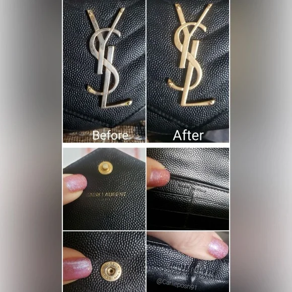 Yves Saint Laurent Black and Gold Chain Wallet - Picture 5 of 14